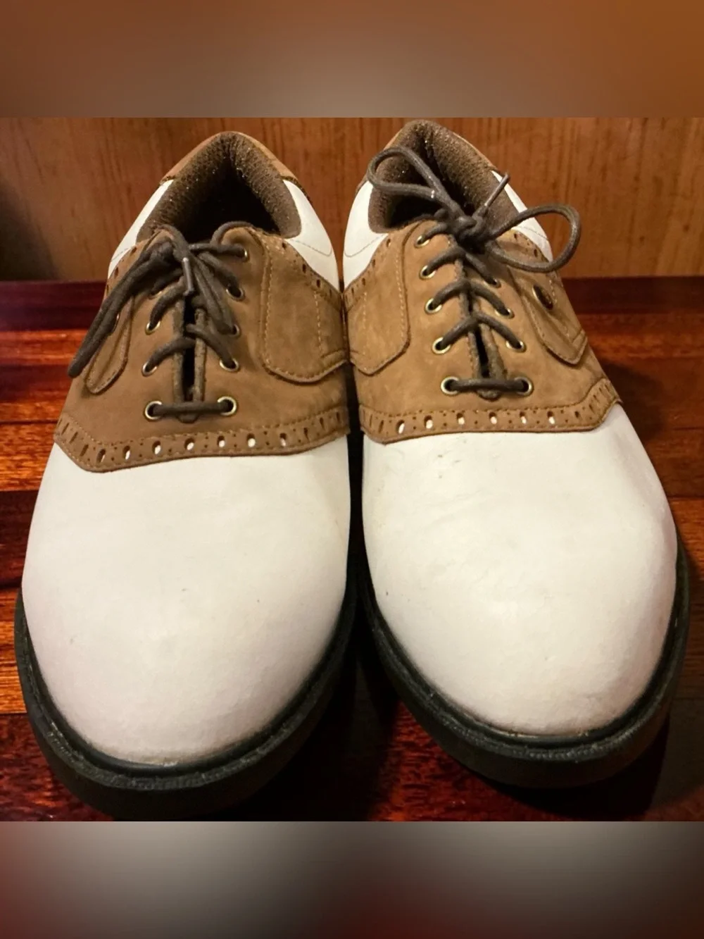 Dunlop Vintage White & Brown Saddle Golf Shoes